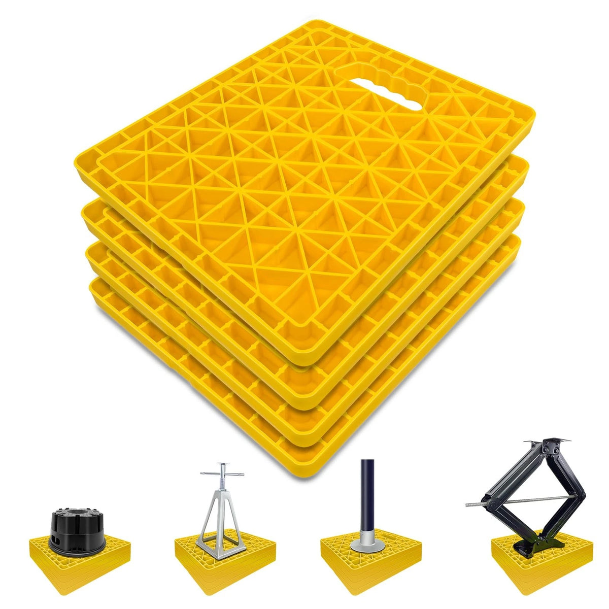 Set of 4 RV Jack Stabilizer Pads - Stackable, Sinking Resistant, Easy Grip