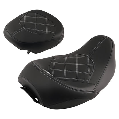 Driver & Passenger Seat for Harley Touring (2009–2023) R9P1DM Black White Leather