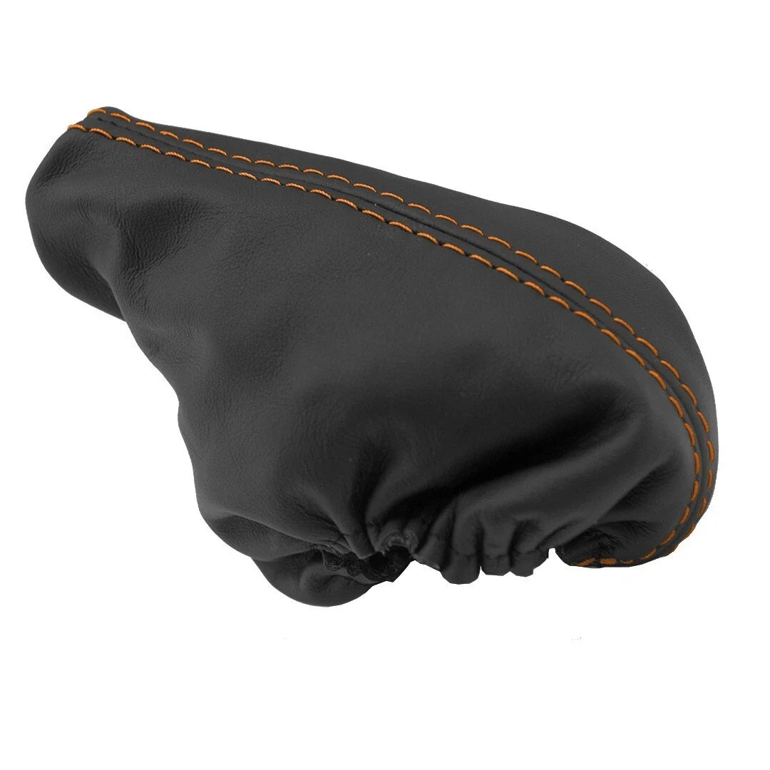 E Brake Boot Cover for Nissan Frontier (2005–2019) Orange Stitch PVC Leather