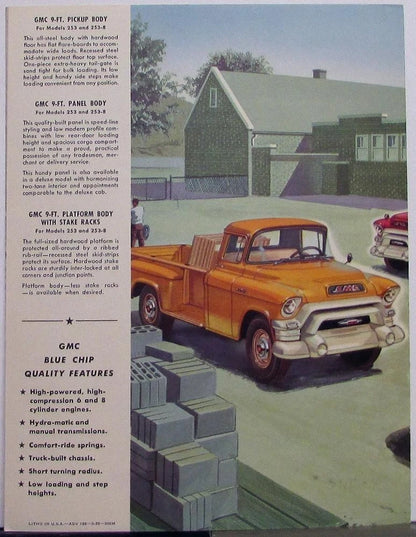 1955 GMC 250 Pickup Panel Platform Truck Sale Brochure Folder