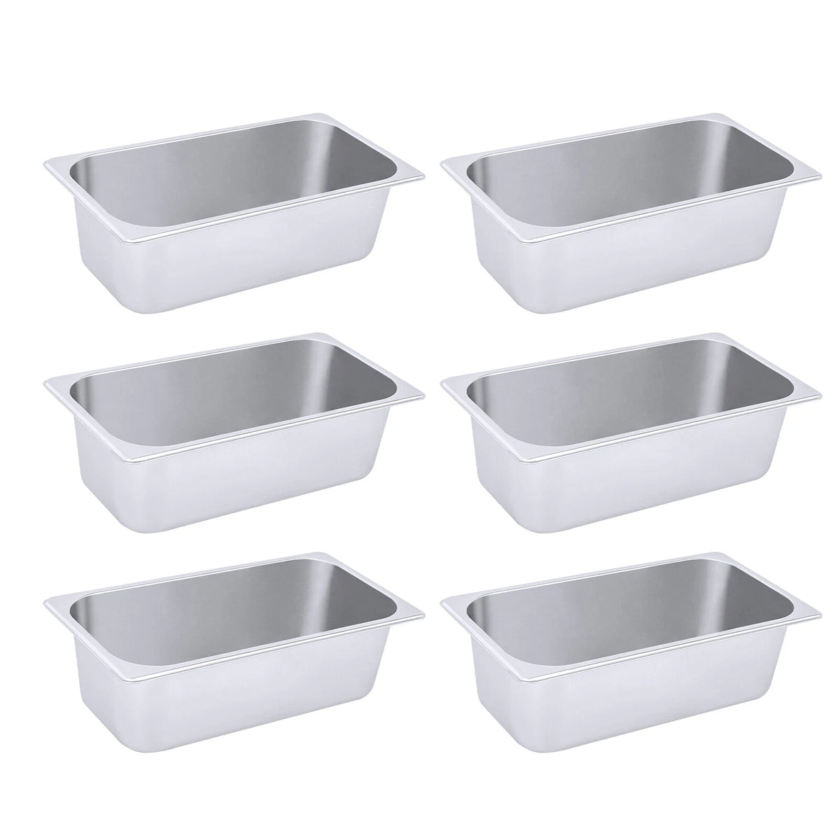6-Pan 1/3 Size 4" Deep Steam Table Pans for Catering Buffet (USA)