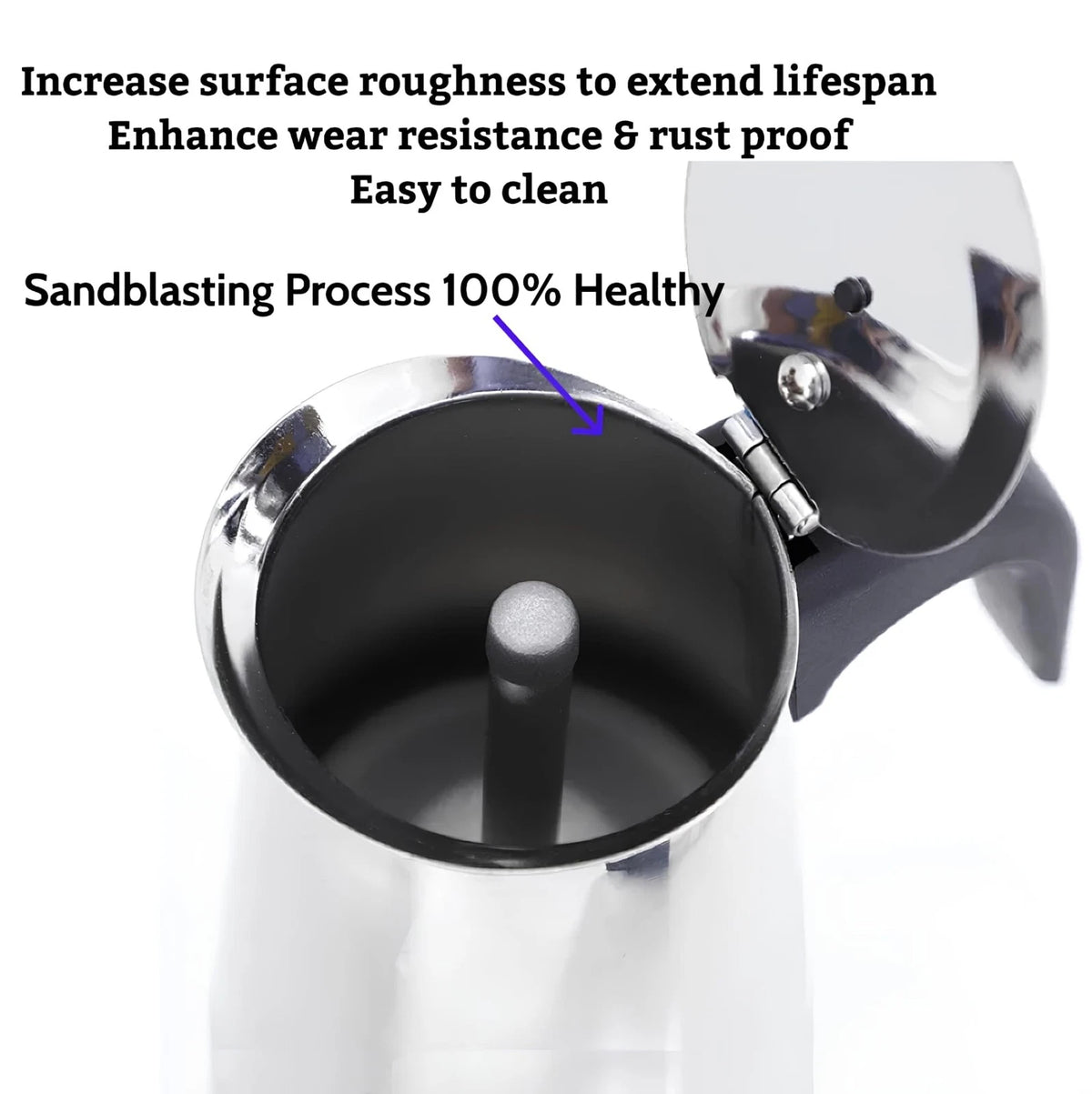 4-Cup Stainless Steel Moka Pot Espresso Maker for Stovetop (200ml)