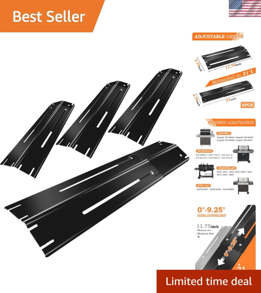 Adjustable BBQ Heat Plate Set for Dyna Glo & Chargriller Grills (11.75-21 inch)