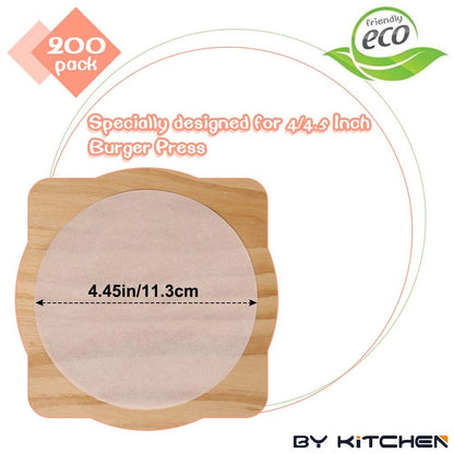 Set of 200 Burger Patty Paper Rounds for 4/4.5 Inch Press