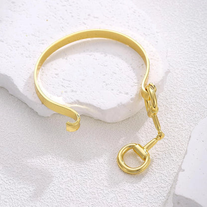 18K Gold Plated Horse Bit Bangle Bracelet for Women (Trendy Design)