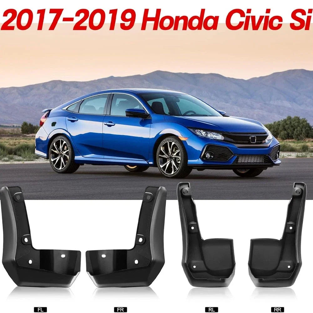 Set of 4 Splash Guards Mud Flaps for Honda Civic Sedan (2016–2019)