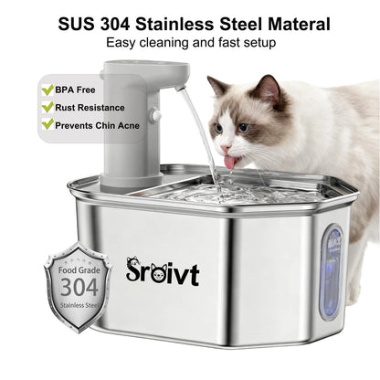 Cordless Cat Water Fountain for Cats (Stainless Steel)
