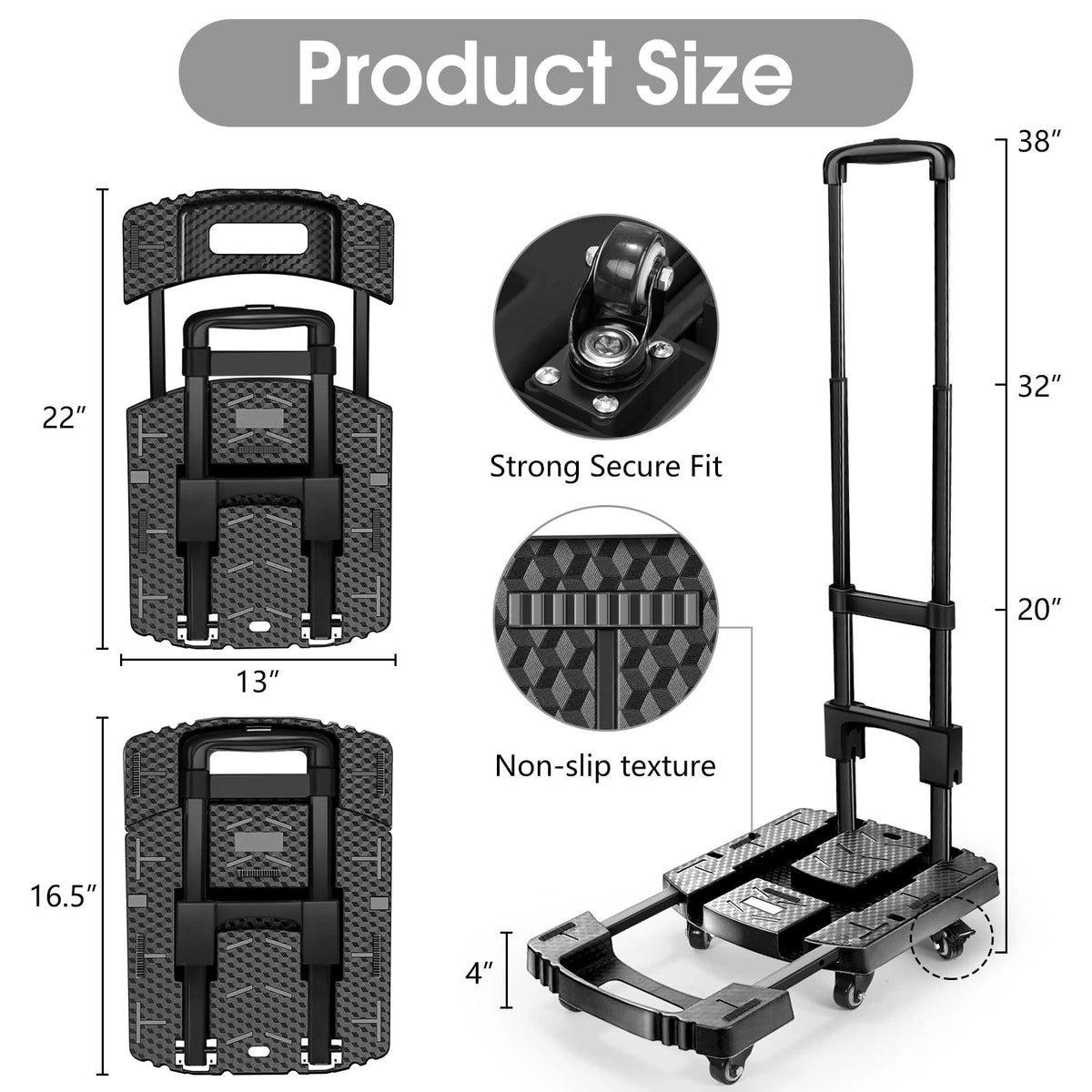 Folding Hand Truck for Voipvvii (500lbs Capacity, Portable, Heavy Duty)