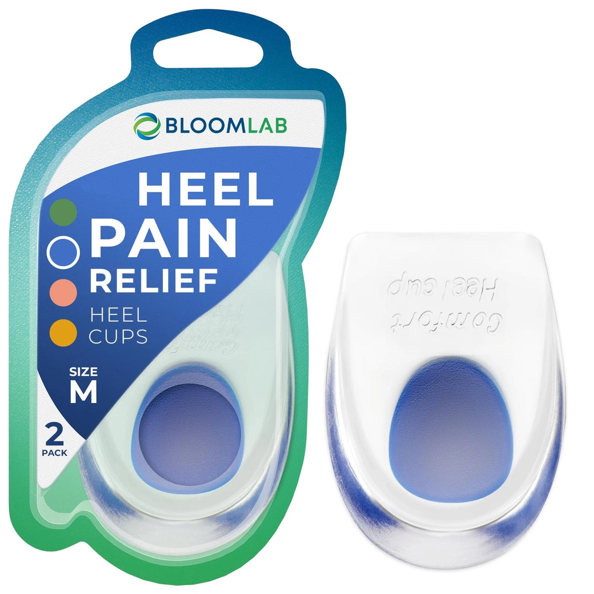 2X Gel Heel Pads for Size M (Men 7–10.5, Women 9–11.5) - Blue