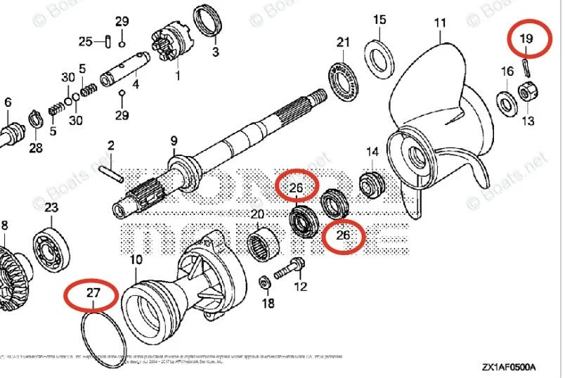 Lower Gearcase Seal Kit for Tohatsu 115-200 HP (91252-ZZ3-003, 91351-ZY3-003)