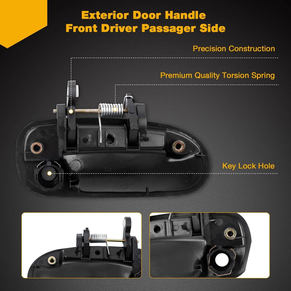 2X Exterior Door Handle for - Black