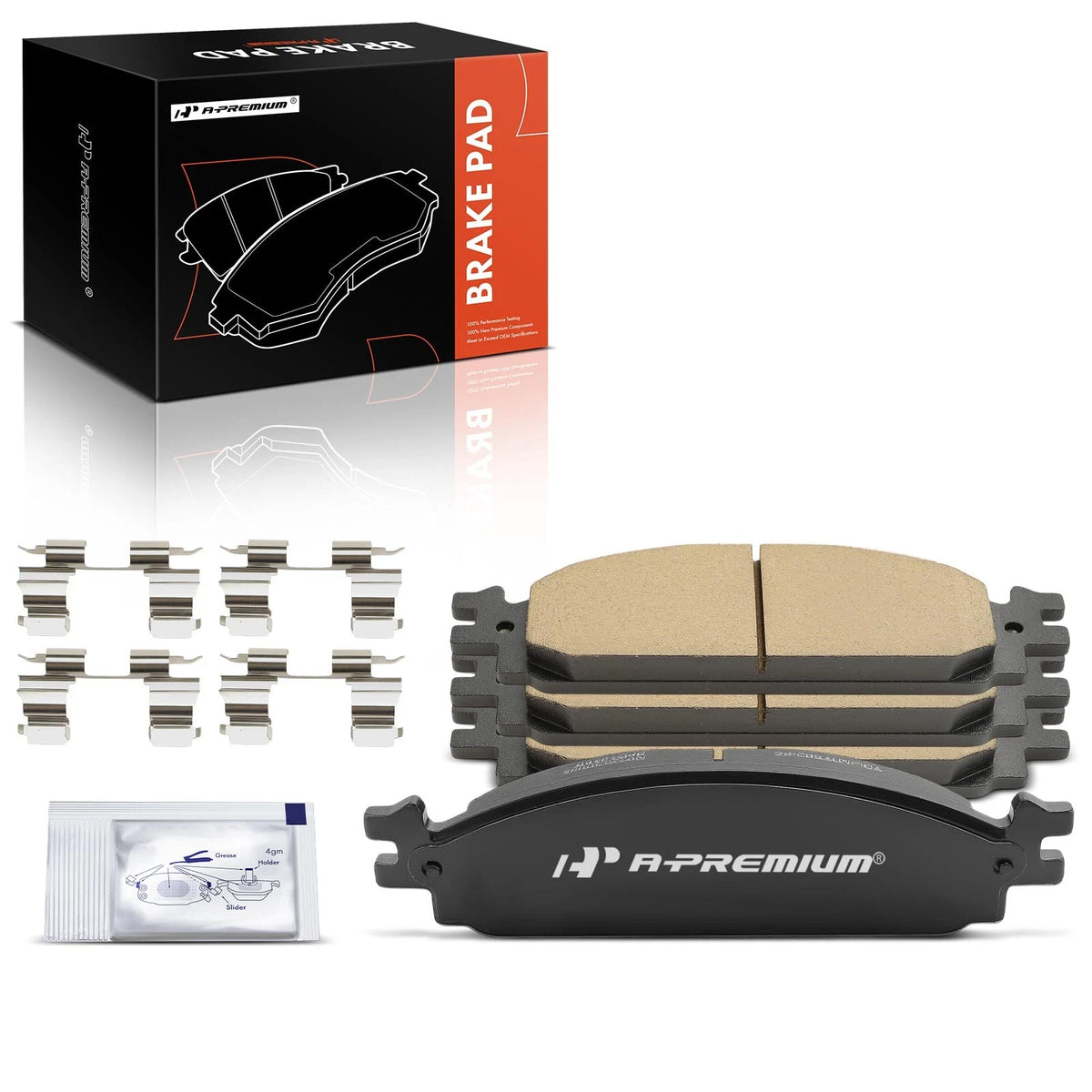 Set of 4 Front Ceramic Brake Pads for Ford Taurus (2010–2019) P-1376