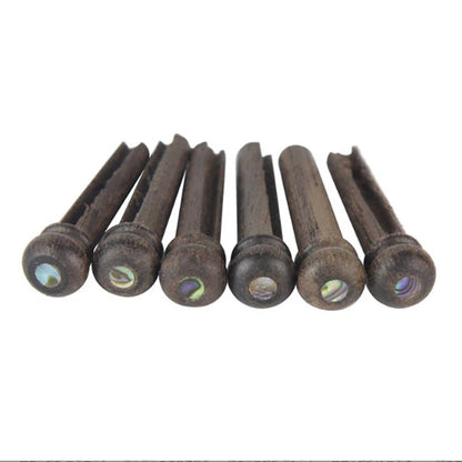 6Pcs Rosewood Ebony Bridge Pins with Pearl Shell Dot for Acoustic Guitar
