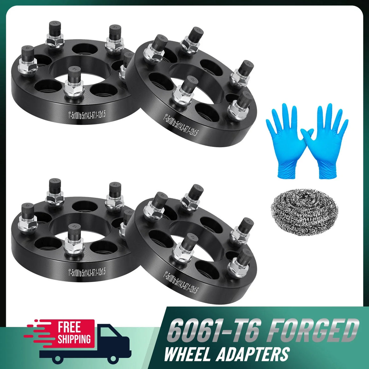Wheel Adapters 1in Conversion 5x100 to 5x114.3 for Toyota Corolla (2003–2022)
