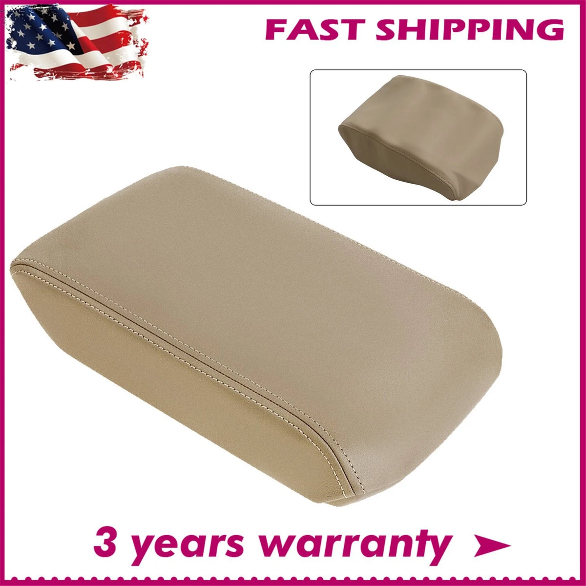 Center Console Lid Armrest Leather Cover for Toyota 4Runner (2010–2023)