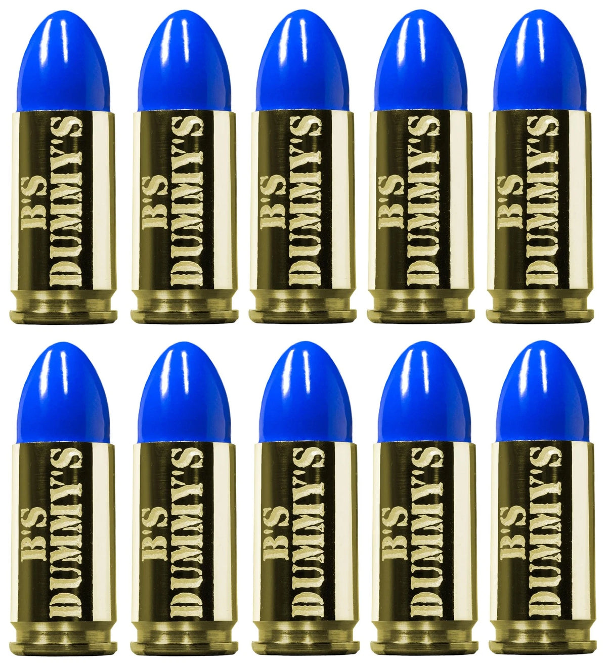 10 Pack Dummy 9mm Blue Brass for Automotive Use