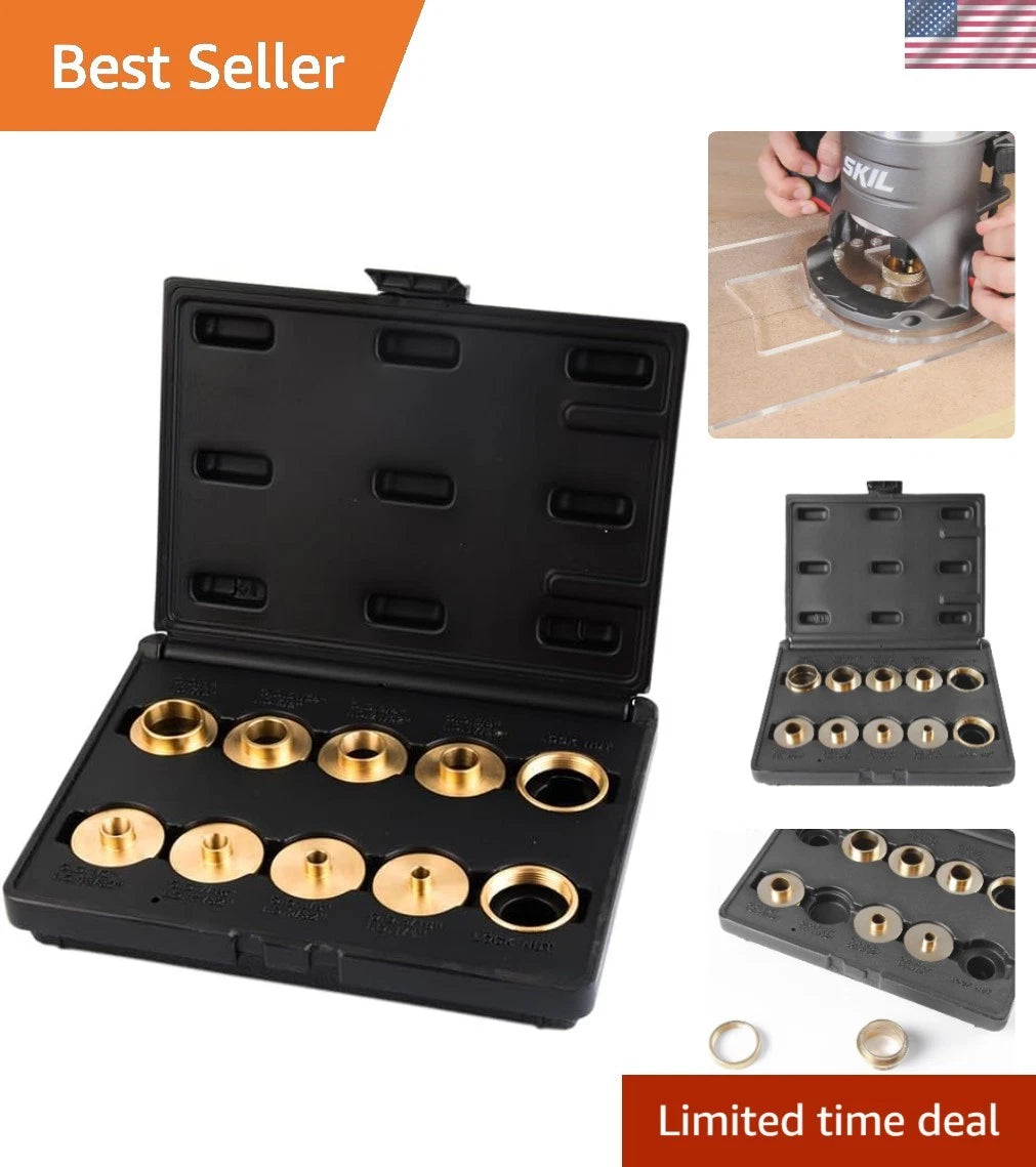 10-Piece Brass Router Bushing Set, 5/16"-1" for Precision Routing