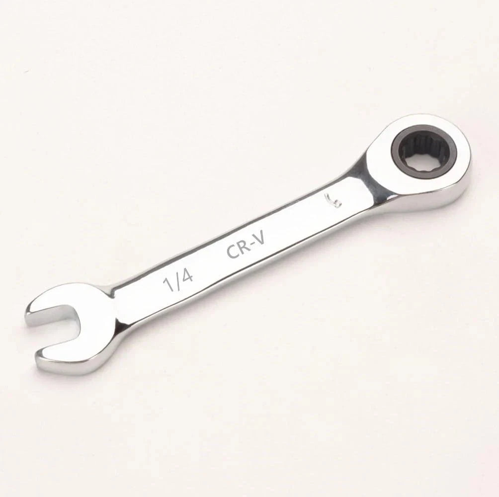 1/4-Inch SAE Stubby Box End Wrench, 72-Tooth Ratcheting (No Part Numbers)