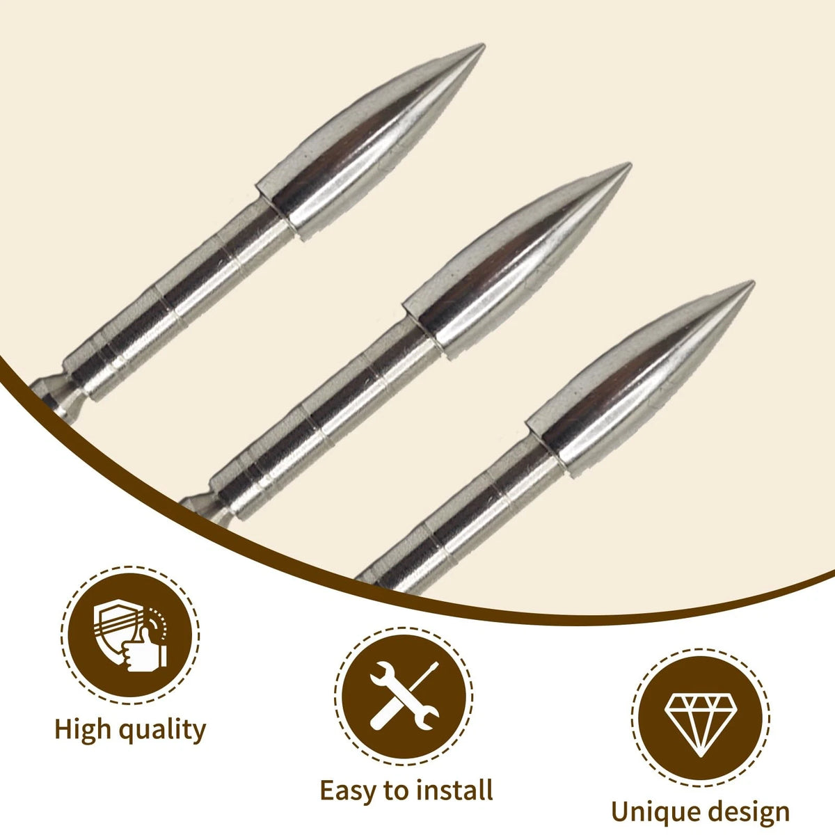 12 Pcs Archery Field Points 80/100/120 Grain Stainless Steel