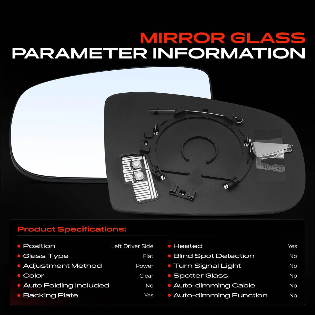 Heated Driver Power Mirror Glass for Mercedes-Benz ML320 ML350 (1998–2005) - 1638102319, MB1324103