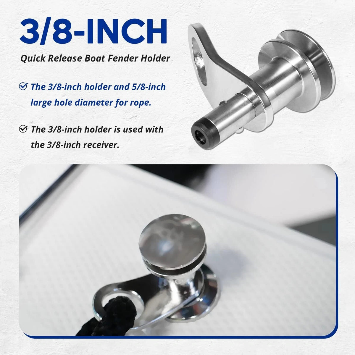 3/8-Inch Quick Release Boat Fender Holder for Marine Use