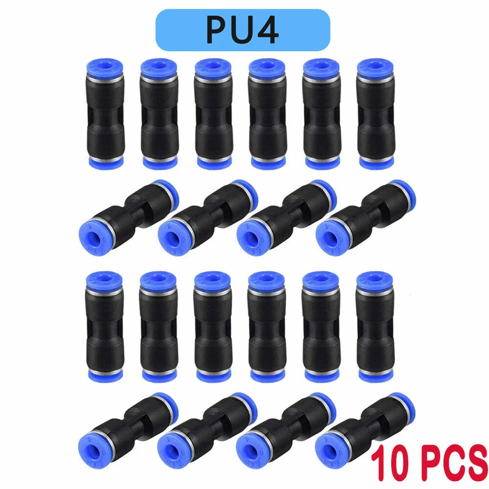 10Pack Pneumatic 5/32" OD Tube Straight Union Push Connector Air Fitting