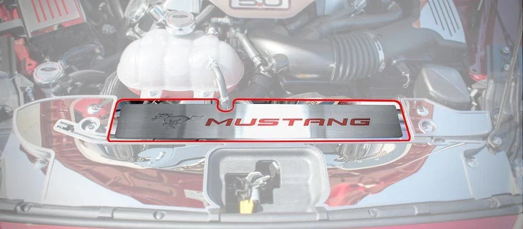 Pony Emblem Radiator Cover Plate Blue Carbon Fiber for 2015–2017 Mustang GT