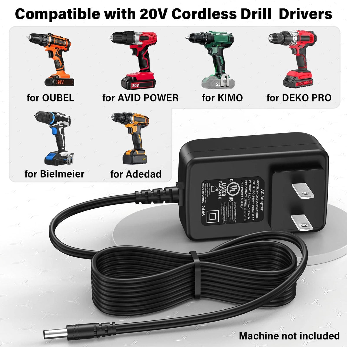 21V Battery Charger for 20V Cordless Drill