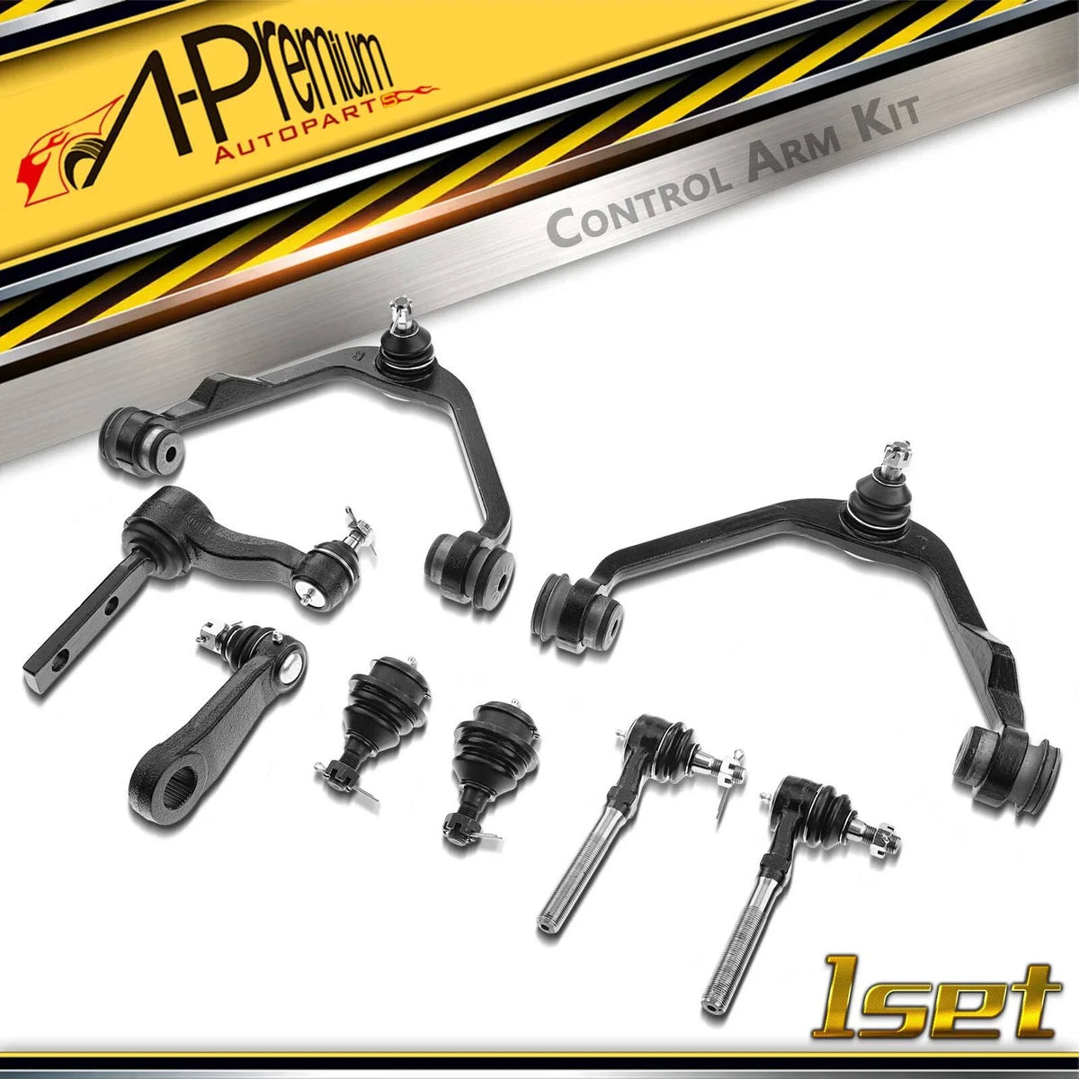 Set of 8 Front Control Arms & Tie Rod Ends for Ford F-150, Expedition (1997–2003)