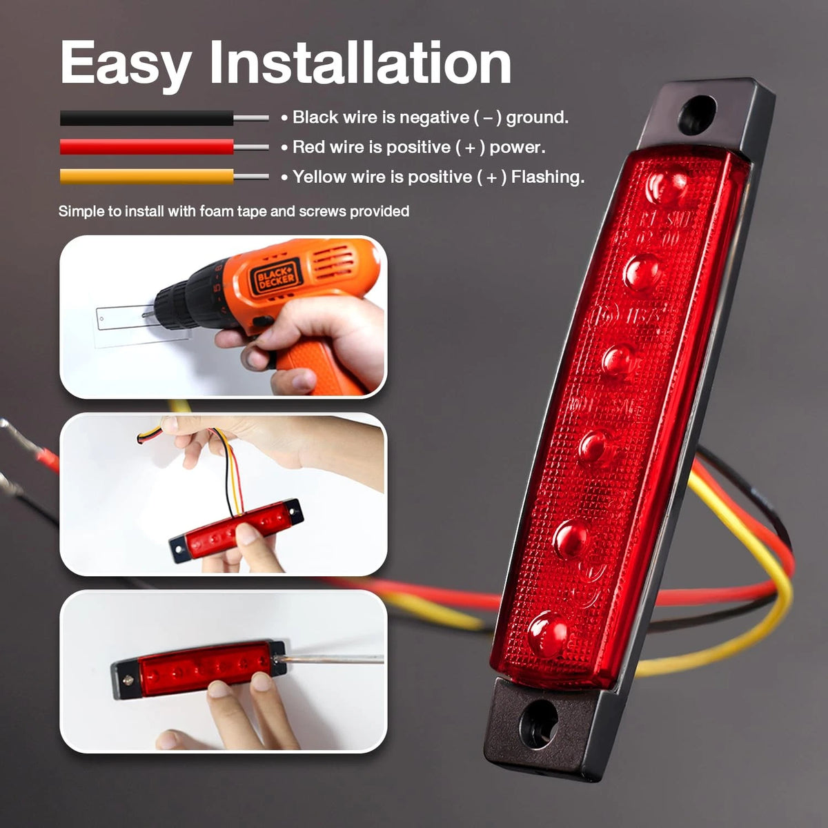 50 Pcs 3.8 Inch Red LED Side Marker Lights for Truck Trailer RV ATV