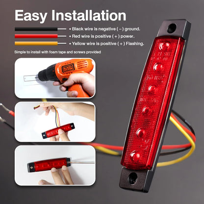 50 Pcs 3.8 Inch Red LED Side Marker Lights for Truck Trailer RV ATV
