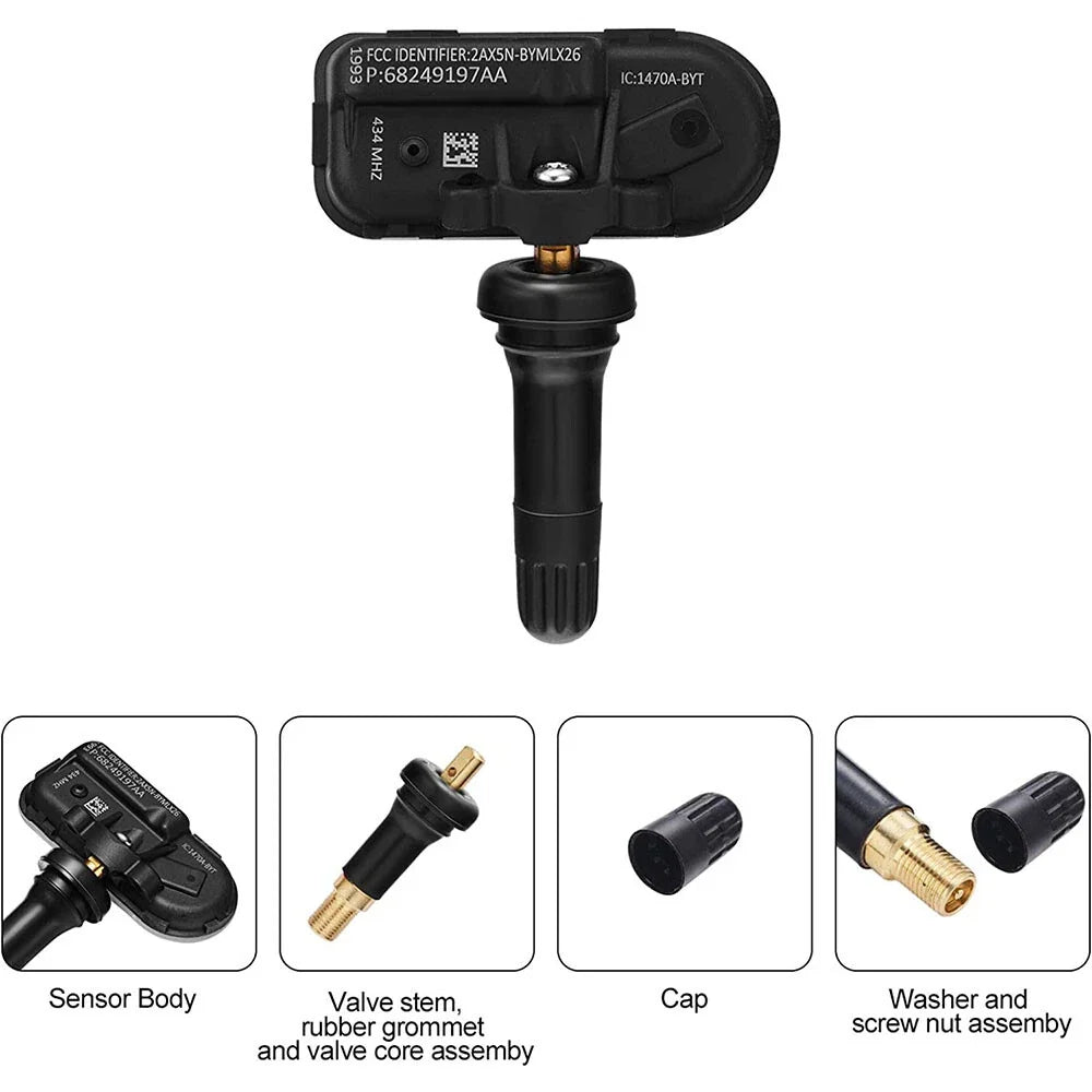 Set of 4 TPMS Tire Pressure Sensors for Jeep Cherokee RAM 1500 2500 3500 (2014–2023)