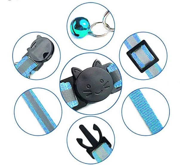 12-Pack Reflective Cat Collars 19-32 cm - Multicolor