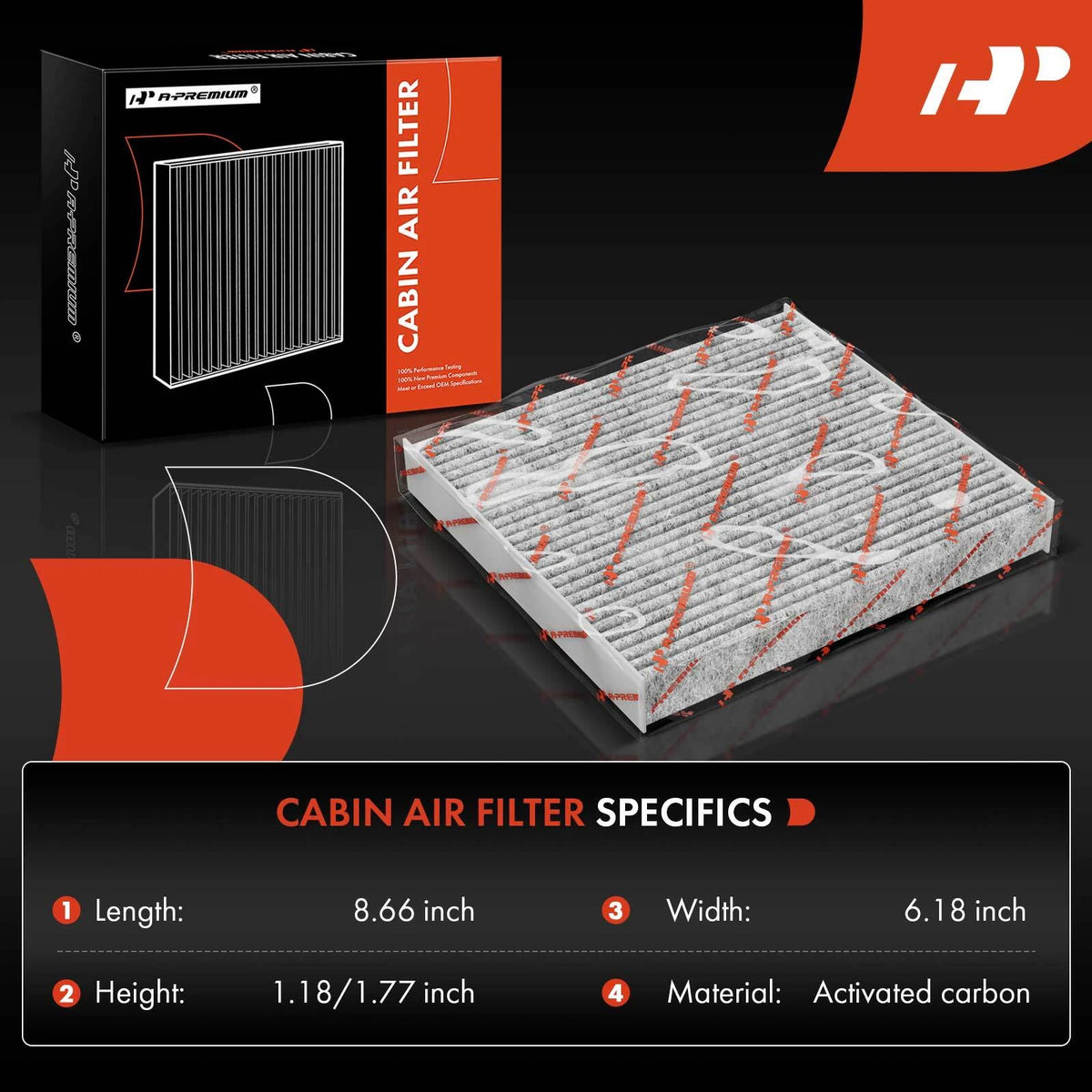 Activated Carbon Cabin Air Filter for Jeep Renegade, Compass (2015–2023) - 68347555AA, 68350346AA, 68350351AA, PC99158
