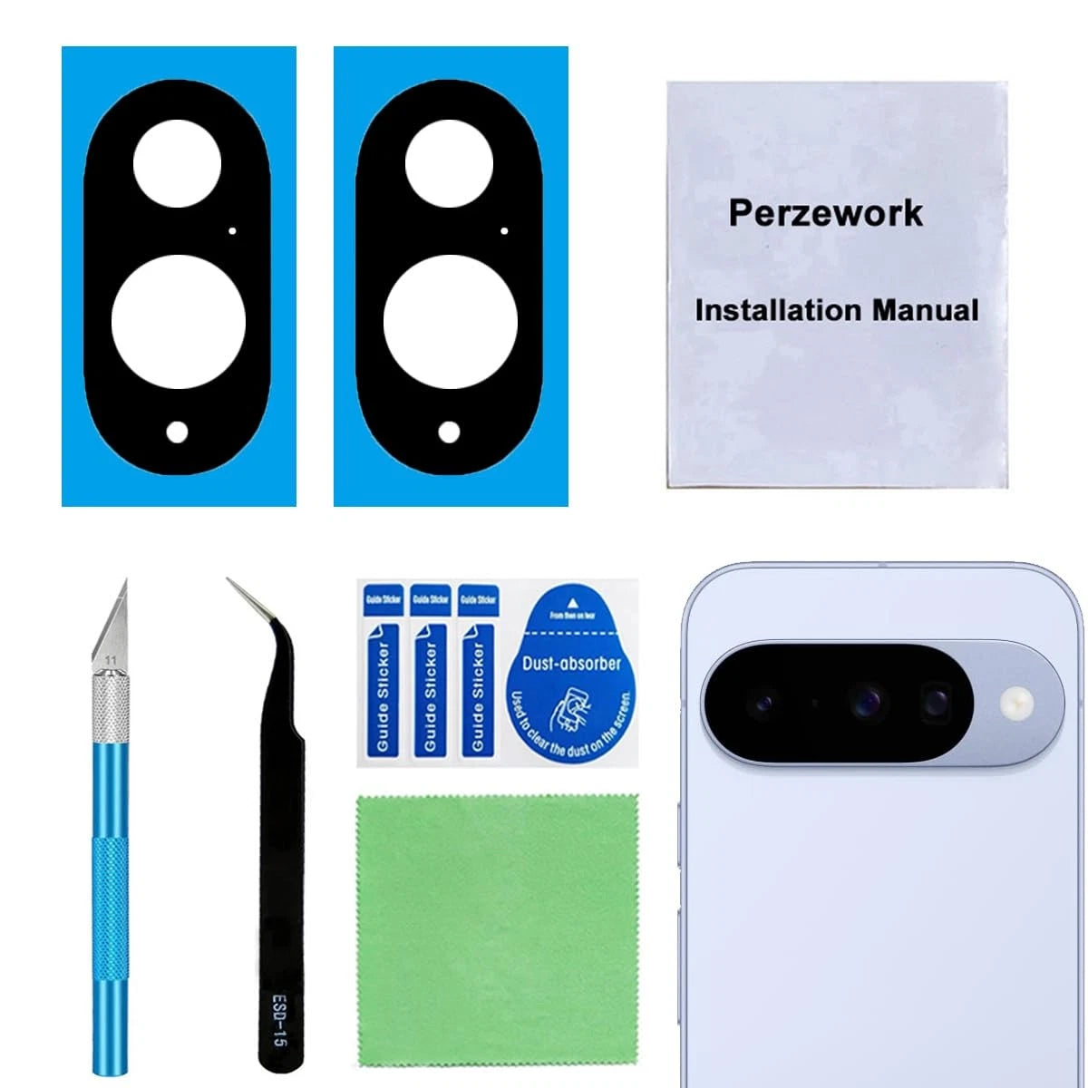 Set of 2 Back Rear Camera Lens Glass Replacement for Google Pixel 10