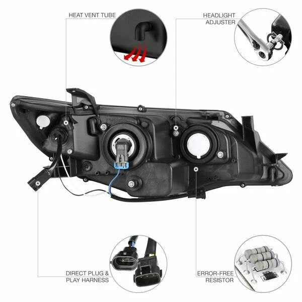 Chrome Projector Headlights with LED DRL for Toyota Camry (2012–2014) NTR2559