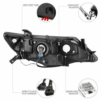Chrome Projector Headlights with LED DRL for Toyota Camry (2012–2014) NTR2559
