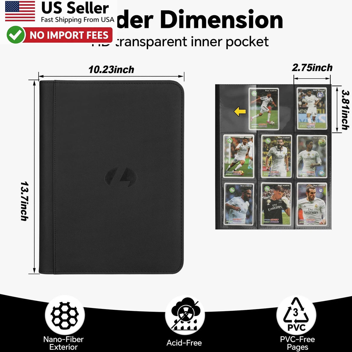 9-Pocket Trading Card Binder for MTG TCG (540 Pockets, Black)