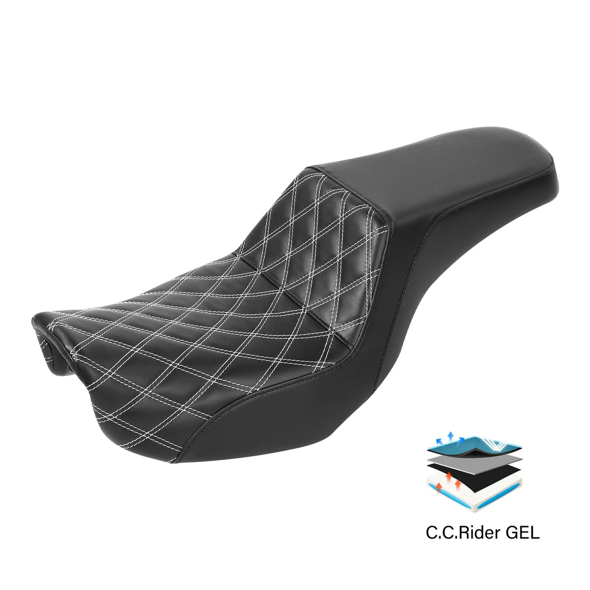 Driver Passenger Gel Seat for Harley Dyna Low Rider Street Bob Super Glide (2006–2017)