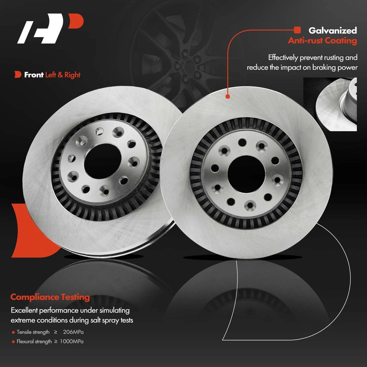 Front Disc Brake Rotors for Ford Taurus, Taurus X, Mercury Sable (R-54157, R54157)