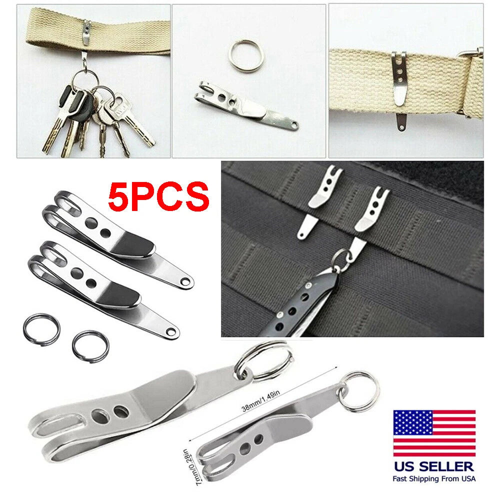 5pcs Mini EDC Gear Pocket Suspension Clip Hanger Tool Key Ring Keychain