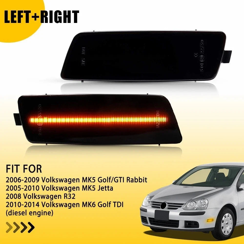 Smoked LED Amber Front Side Marker Light for VW Golf GTI Rabbit MK5 (2006–2009)