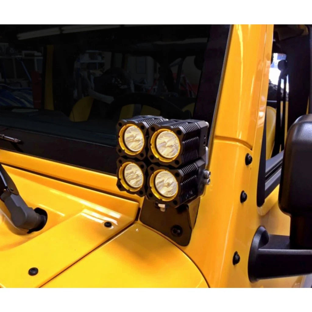 Set of 2 A-Pillar Windshield Light Mount Brackets for Jeep Wrangler JK (2018) TLX-kcl7316-CL360A71