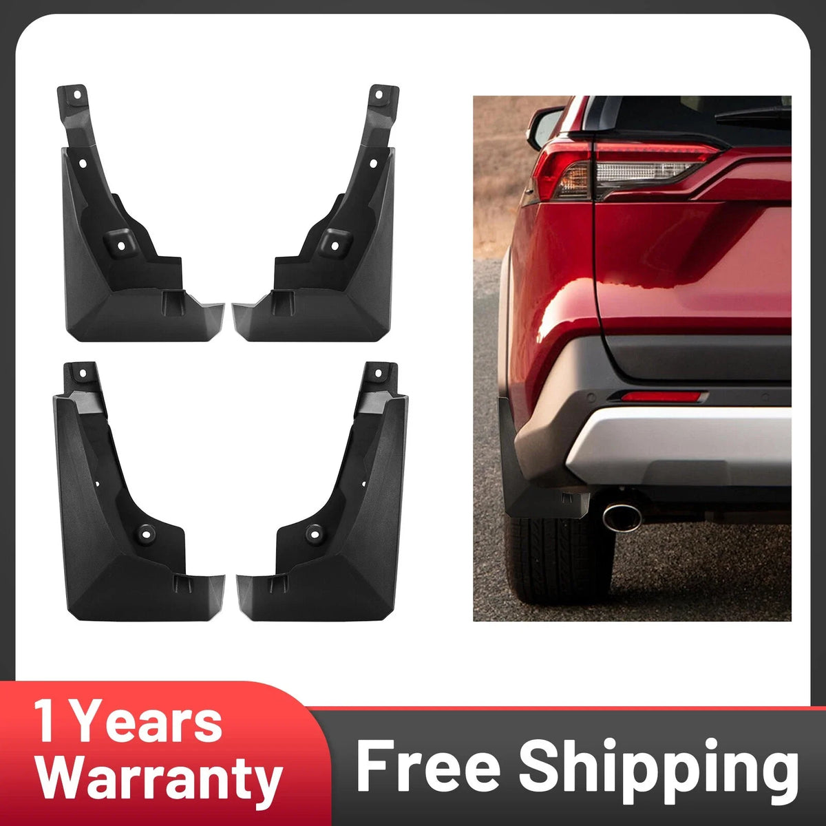 Black Molded Mud Flaps for Toyota RAV4 (2019–2025) 2.5L