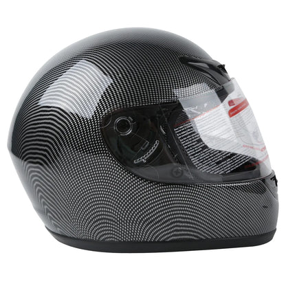 Flip Up Full Face Helmet for DOT Motorcycle (S, M, L, XL) - Black Carbon Fiber