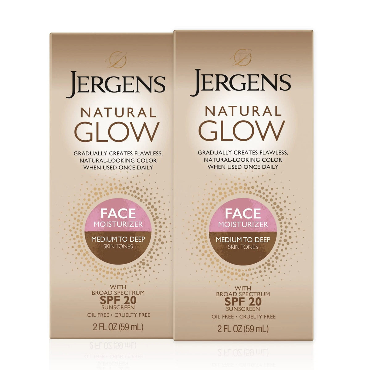 2X Jergens Natural Glow Face Self-Tanner for Medium to Deep Skin Tone