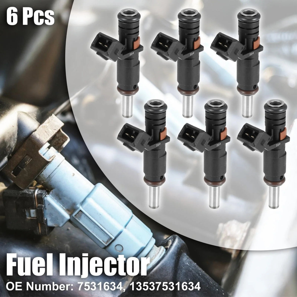 6X Fuel Injector 13537531634 for BMW 325i 325xi 330i 330xi (2006)