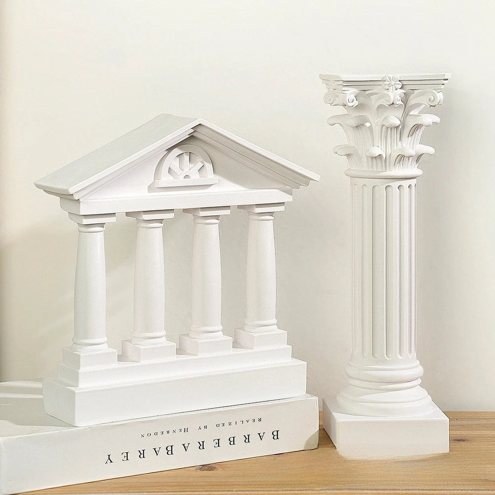 European Style White Resin Sculpture Abstract Temple Pillar for Living Room