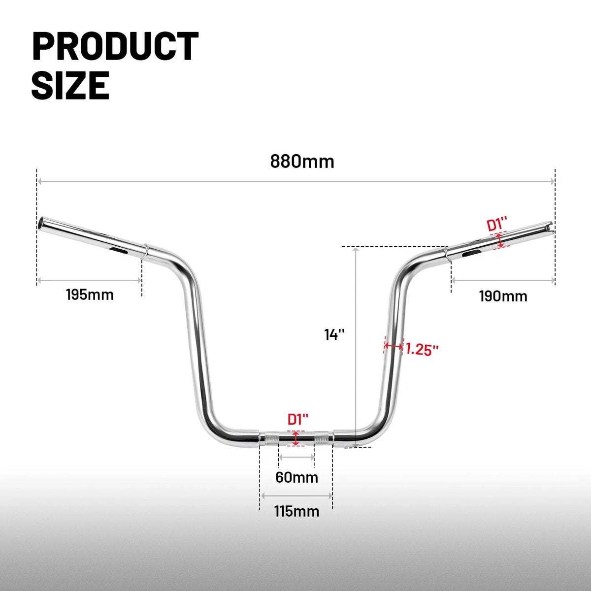 1-1/4" Ape Hanger Handlebars for Harley FLST FXST XL 883 1200 (1991–2023)