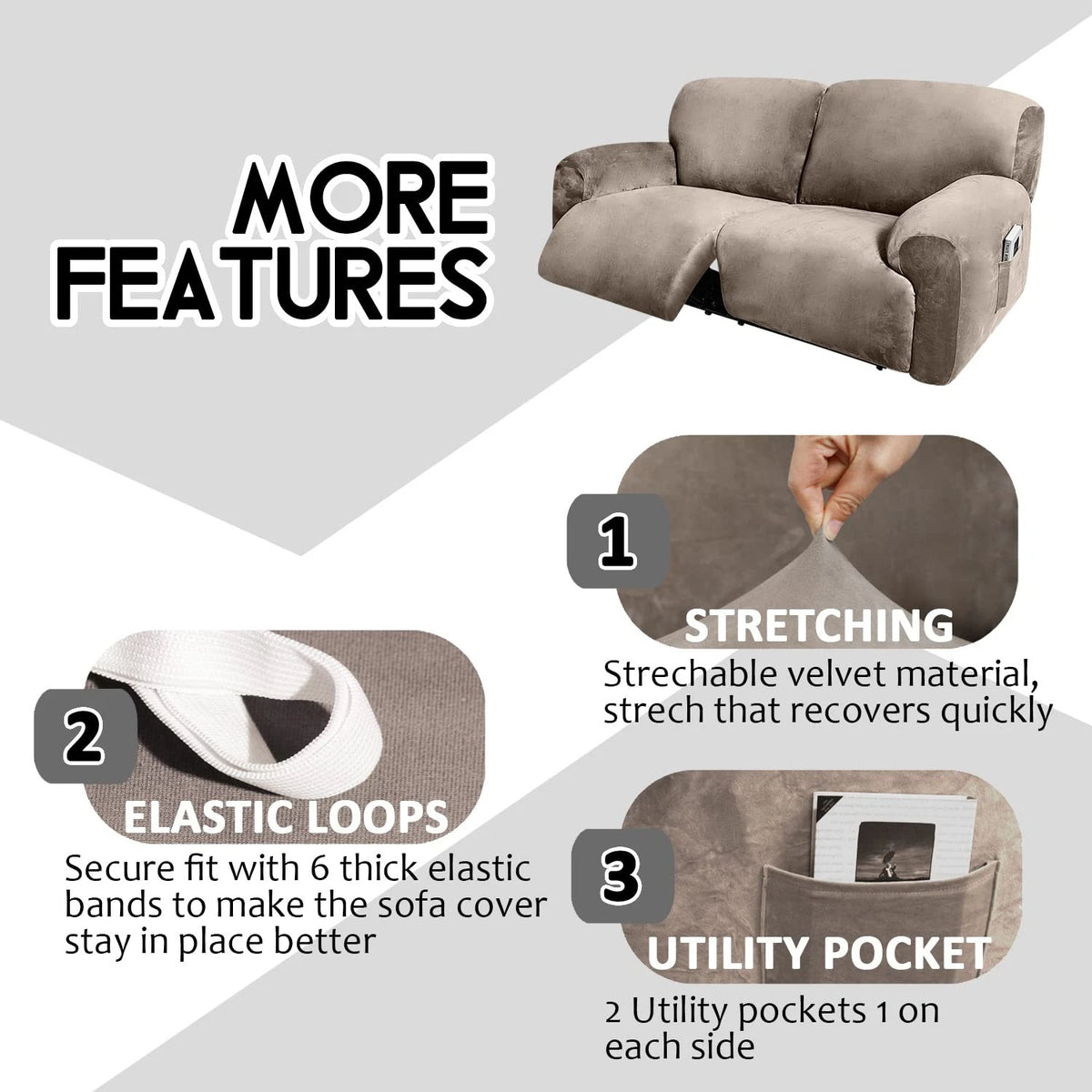 Reclining 2 Seater Sofa for ULTICOR Extra Wide 75" - 90"